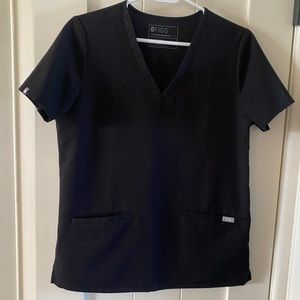 Figs Small Black V-Neck Casma Scrub top